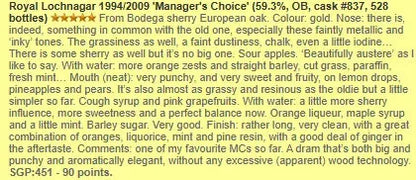 Royal Lochnagar - 14YO, 1994/2009, #837, The Managers' Choice, 59.3% (WF90) (分現金/信用卡價) - Scotch Whisky