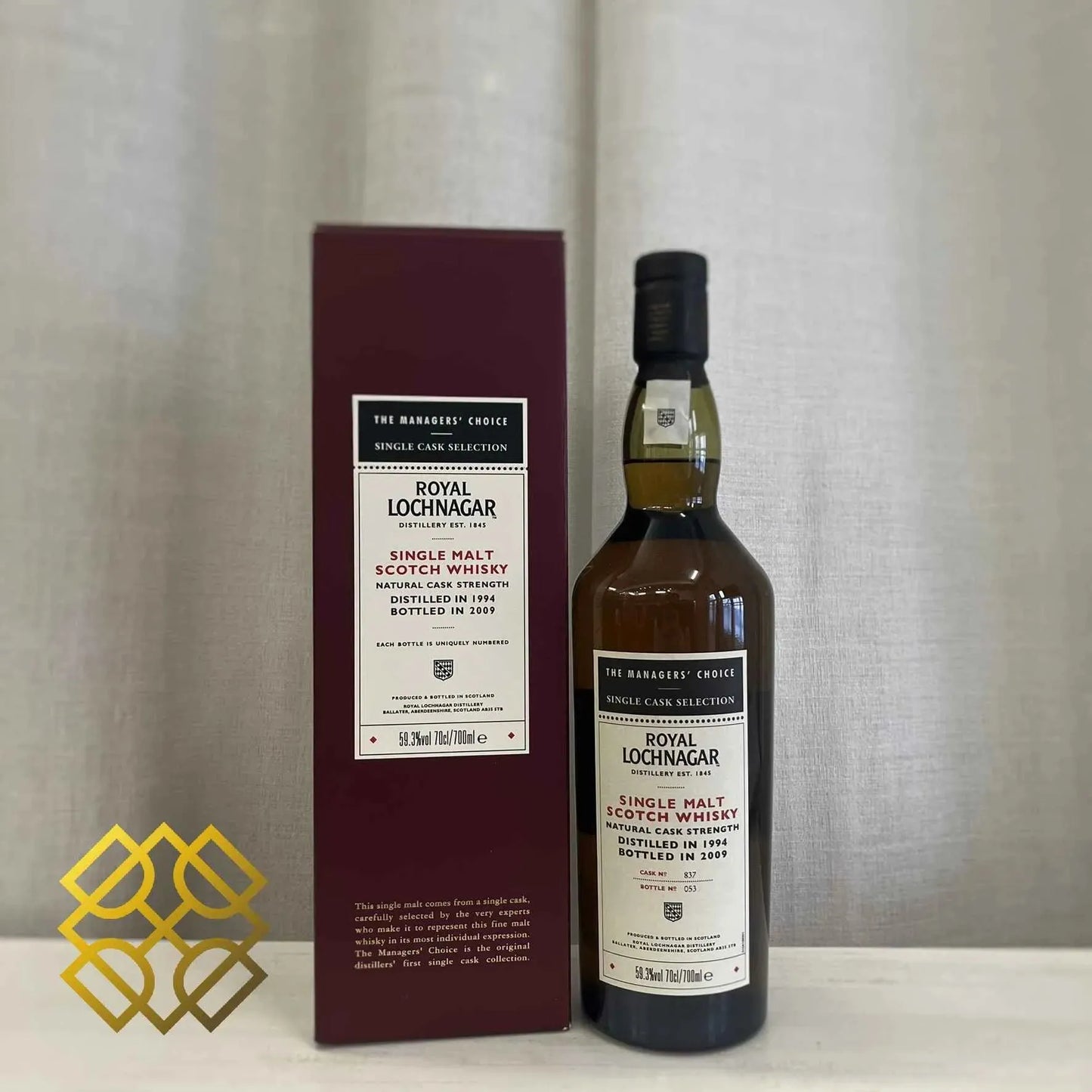 Royal Lochnagar - 14YO, 1994/2009, #837, The Managers' Choice, 59.3% (WF90) (分現金/信用卡價) - Scotch Whisky
