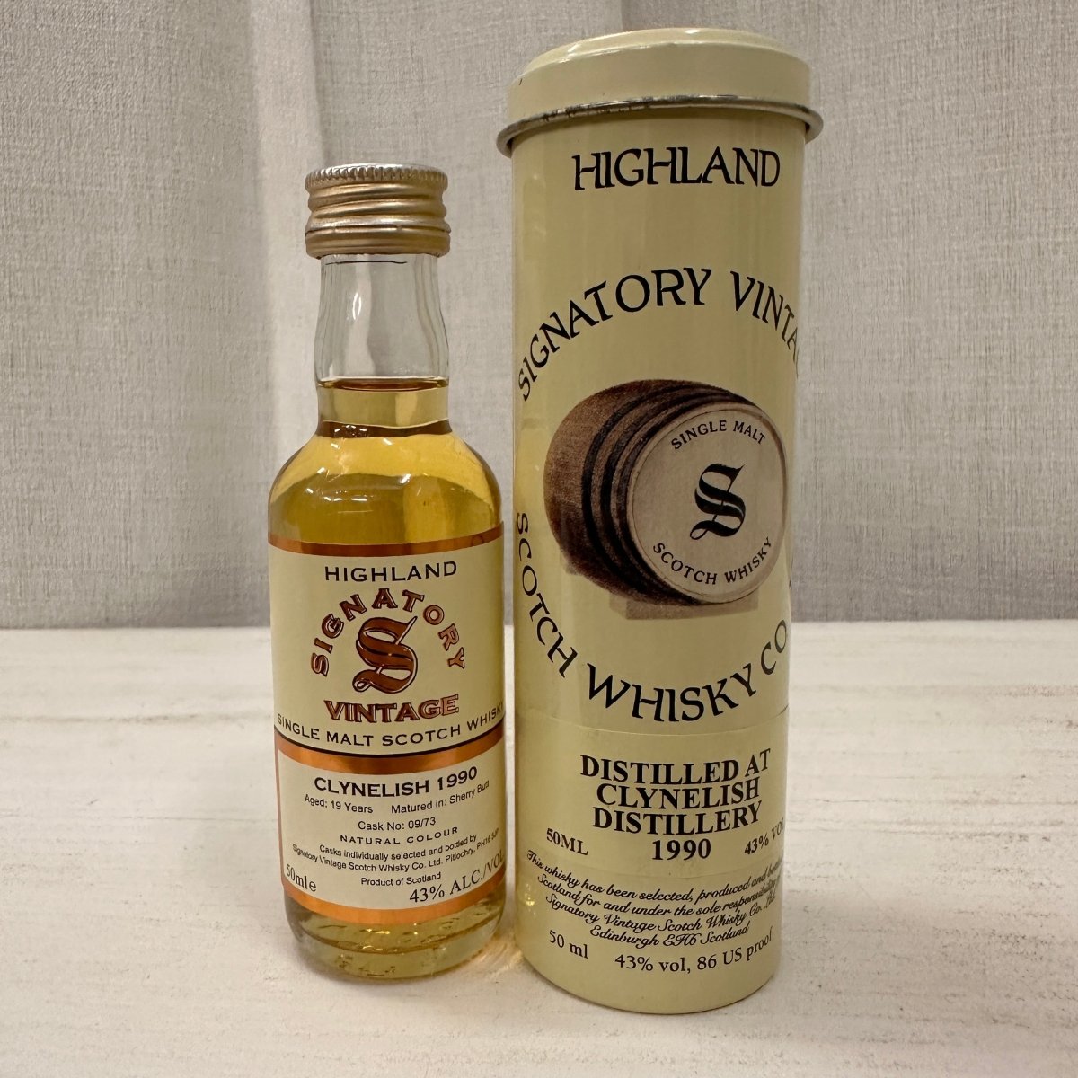 Signatory Vintage Clynelish 19YO, 1990, Vintage Collection, 09/73, 43%, 50ml - 蘇格蘭威士忌