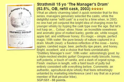 Strathmill - 15YO, 2003, The Manager's Dram, 53.5% (WF88) (分現金/信用卡價) - Scotch Whisky