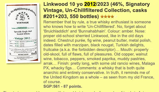 SV Linkwood - 10YO, 2012/2023, 46.0% (WF87) - Scotch Whisky