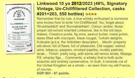 SV Linkwood - 10YO, 2012/2023, 46.0% (WF87) - Scotch Whisky