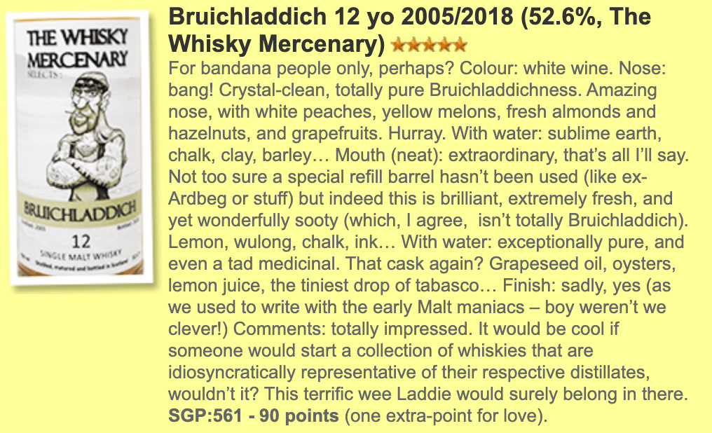 The Whisky Mercenary Bruichladdich 12YO, 2005/2018, 52.6% (WF90) - 蘇格蘭威士忌