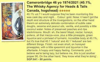 TWA Cameronbridge - 46YO, 1974/2021, Heads & Tails, 40.1% (WF90) - Scotch Whisky