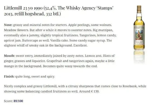 TWA Littlemill - 23YO, 1990/2013, Stamps Serie, 52.4% (WN89) (分現金/信用卡價) - Scotch Whisky