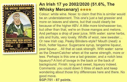 TWM Irish Single Malt - 17YO, 2002/2020, 51.6% (WF87) - Irish Whiskey