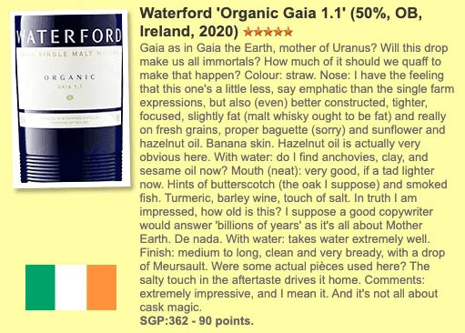 Waterford - Gaia 1.1 Organic, 50% (WF90) - Irish Whiskey