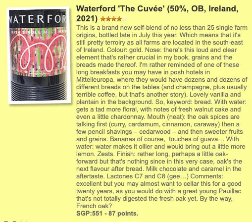 Waterford - The Cuvée, 50% (WF87) - Irish Whiskey