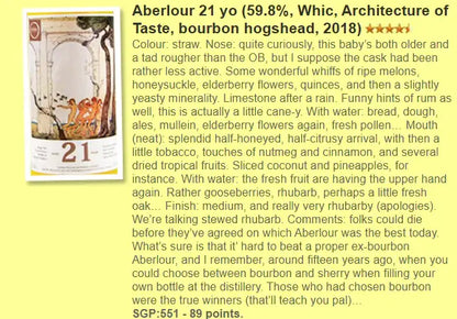whic Whiskycircle Aberlour - 21YO, 2018, Architecture of Taste, 59.8% (WF89) (分現金/信用卡價) - Scotch Whisky