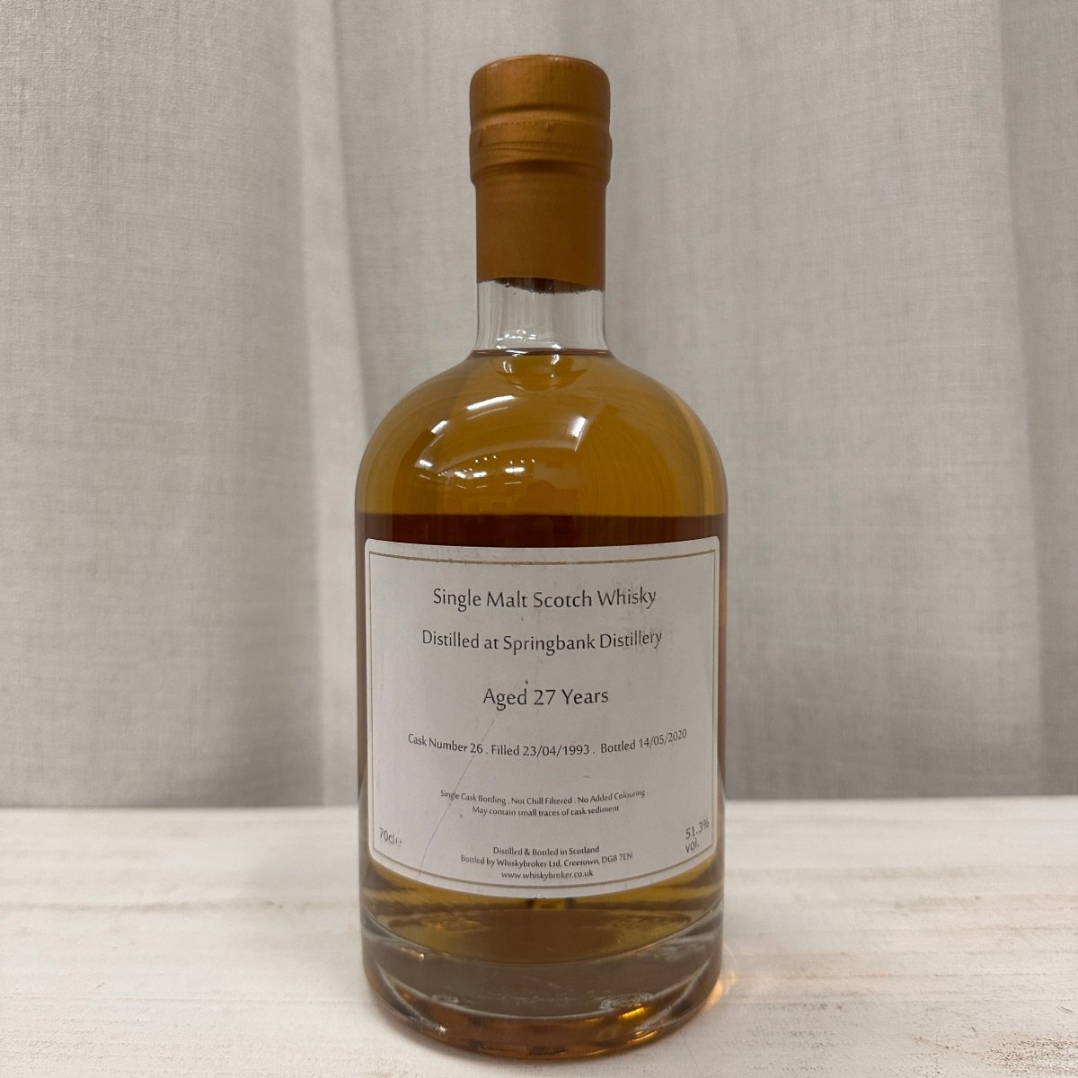Whiskybroker.co.uk Springbank 27YO, 1993/2020, 26, 51.3% (WF92) (分現金/信用卡價) - 蘇格蘭威士忌