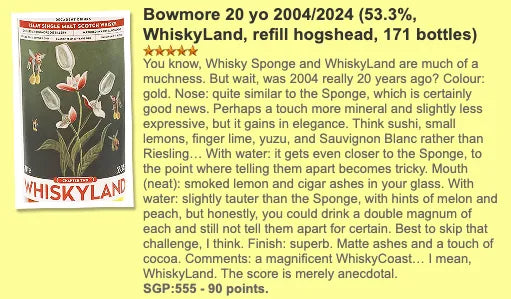 Whiskyland Bowmore - 20YO, 2004/2024, Chapter Two, 53.3% (WF90, WN90) (分現金/信用卡價) - Scotch Whisky