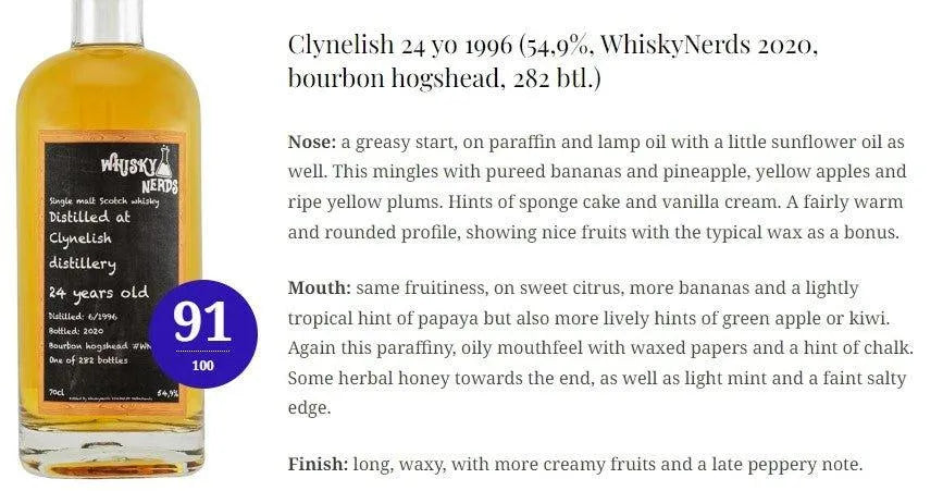 Whiskynerds Clynelish - 24YO, 1996/2020, #WN001, 54.9% (WN91, WF90) - Scotch Whisky