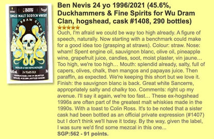 Wu Dram Clan Ben Nevis - 24YO, 1996/2021, 45.6% (WN WF91) - Scotch Whisky