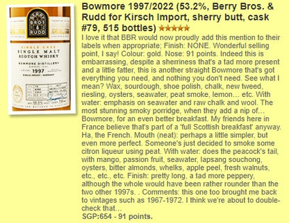 BBR Bowmore - ~25YO, 1997/2022, Sherry Butt, 53.2% Type : Single Malt Whisky 威士忌 WhiskyFun