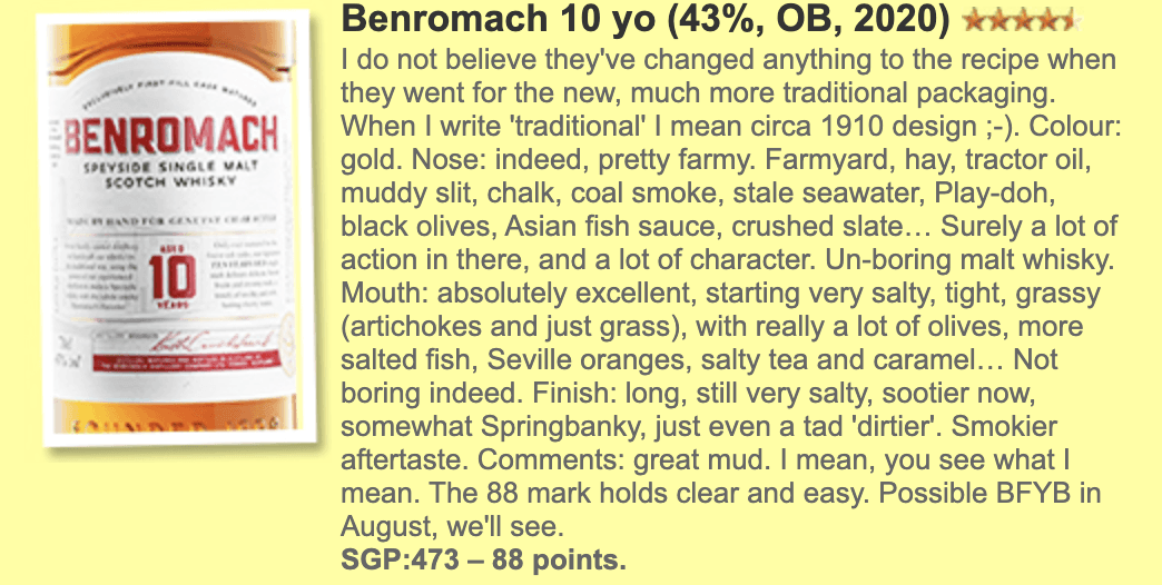 Benromach - 10YO, 43% (WF88, WN88) - Scotch Whisky - Country_Scotland - Distillery_Benromach - Entry Whisky 威士忌- - -
