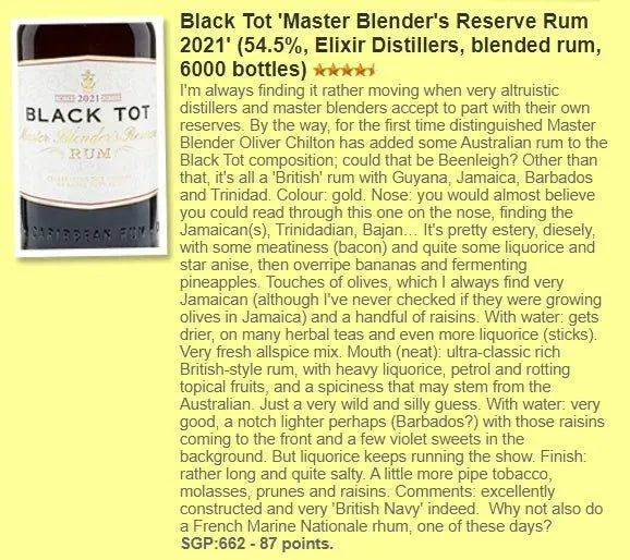 Black Tot - Master Blender's Reserve Rum 2021, 54.5% (WF87) - Rum