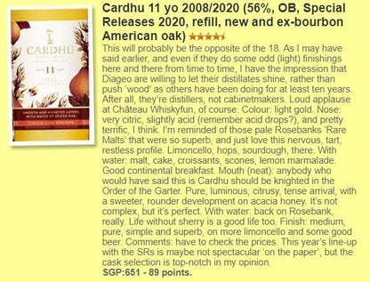 Cardhu - 11YO, Special Release 2020, 56%   Type : Single malt whisky_WF