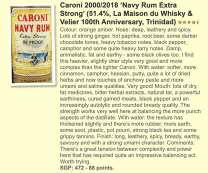 Caroni - Navy Rum, Extra Strong, 18YO , 100th anniversary, 51.4%- Rum - Country_Trinidad - Distillery_Caroni - Velier