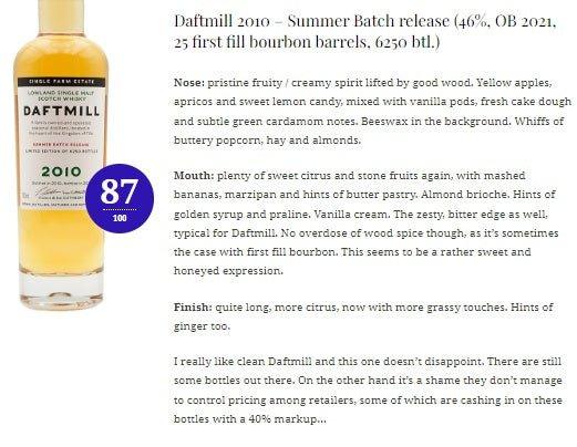 Daftmill - 10YO, 2010/2021, 46%  Type : Single malt whisky (2) 威士忌