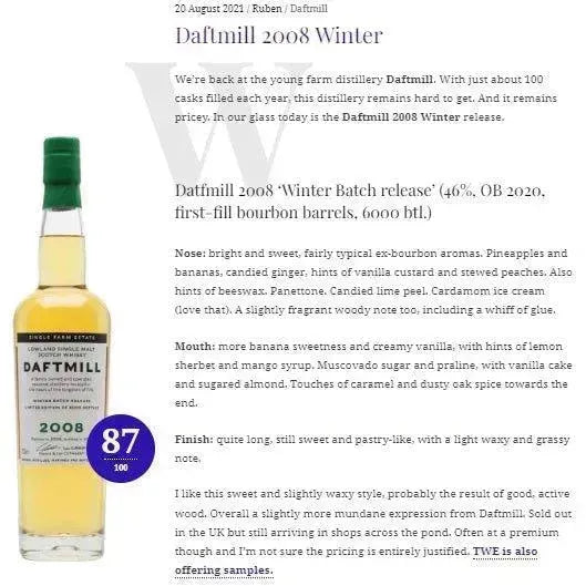 Daftmill - 12YO, 2008/2020, 46% - Scotch Whisky