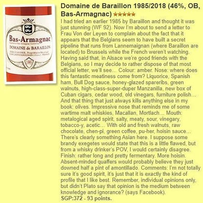 Domaine de Baraillon Bas-Armagnac - ~37YO, 1985/2022 , 43% - Armagnac