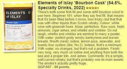 Elements of Islay - Bourbon Cask, 2022 bottled, 54.5% (WF88) - Scotch Whisky