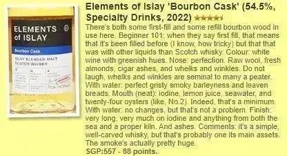 Elements of Islay - Bourbon Cask, 2022 bottled, 54.5% (WF88) - Scotch Whisky