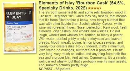 Elements of Islay - Bourbon Cask, 2022 bottled, 54.5%  Type : Blended malt whisky 威士忌 WhiskyFun