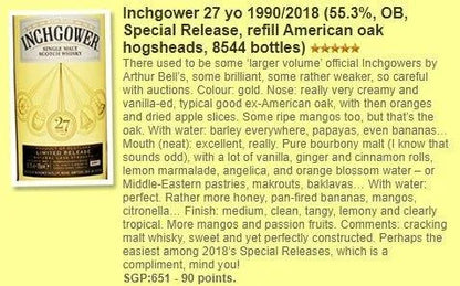 Inchgower - 27YO, 1990/2018, Special Release, 55.3% (WF90) - Scotch Whisky