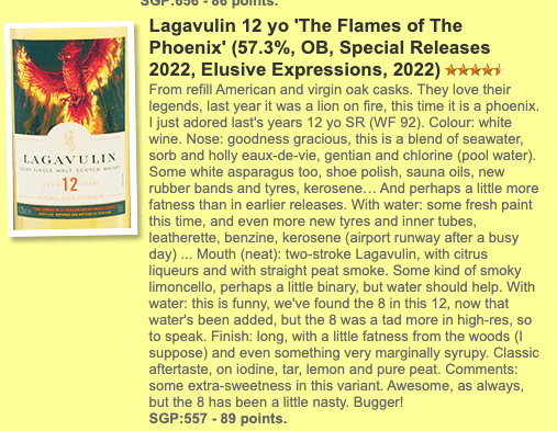 Lagavulin, 12YO, 2022 Special Release, 57.3%  Type : Single malt whisky, whiskyfun