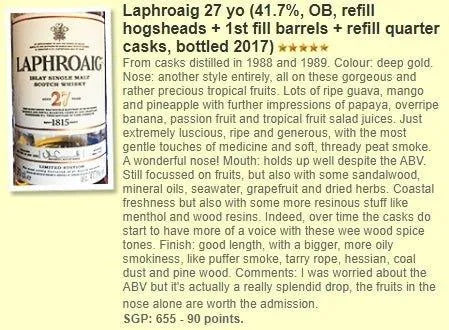 Laphroaig - 27YO, 2017, 41.7% (WF90 WN91) - Scotch Whisky