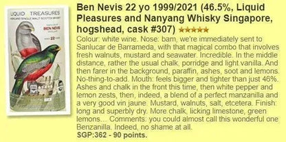 Liquid Treasures Ben Nevis - 22YO, 46.5% (WF90) - Scotch Whisky