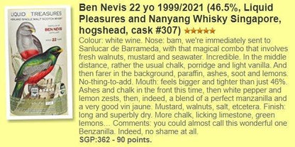 Liquid Treasures Ben Nevis - 22YO, Hogshead #307, 46.5%  Type : Single Malt Whisky_WhiskyFun