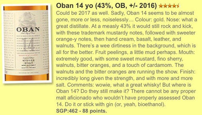 Oban - 14YO, 200ml, 43%  Type: Single Malt Whisky WF
