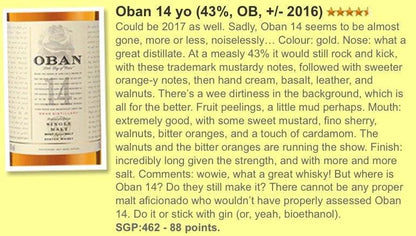 Oban - 14YO, 200ml, 43% (WF88) - Scotch Whisky