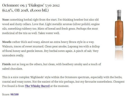 Octomore - 09.3 Islay Barley,5YO, 62.9%, 133ppm  Type : Single malt whisky 威士忌 Whisky Note