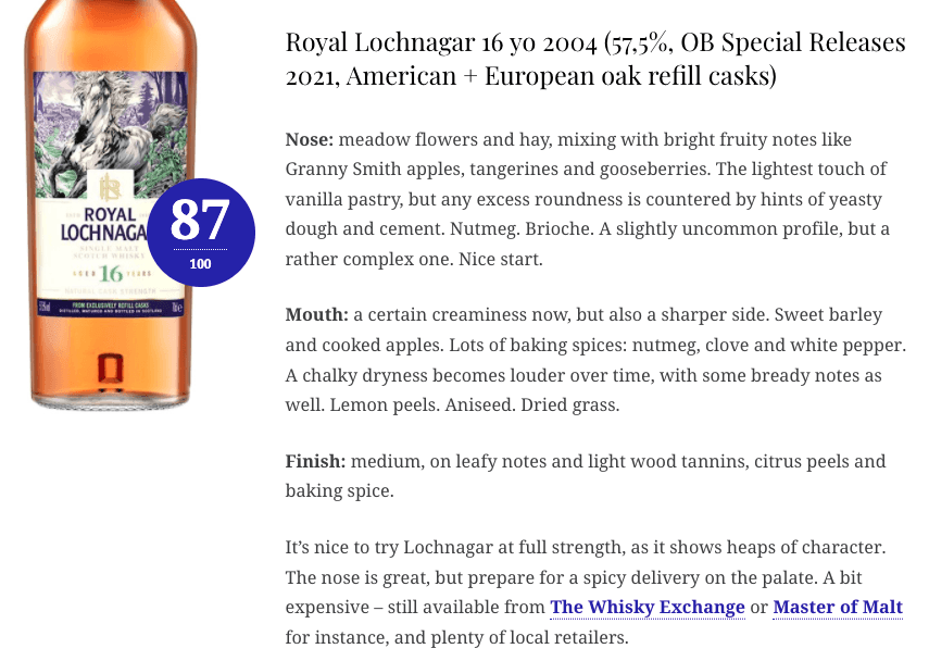 Royal Lochnagar - 16YO Special Release 2021, 57.5% - 威士忌 - Country_Scotland - Distillery_Royal Lochnagar whiskyfun