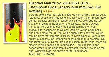 Thompson Bros Blended Malt - 20YO, 2001/2021, 45% Type: Blended Malt Whisky 威士忌 WhiskyFun