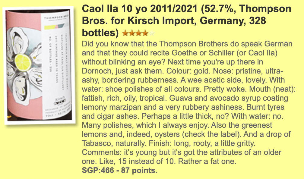 Thompson Bros Caol ila - 10YO, Refill Bourbon, 52.7% - 威士忌 - Country_Scotland - Distillery_Caol Ila , 2
