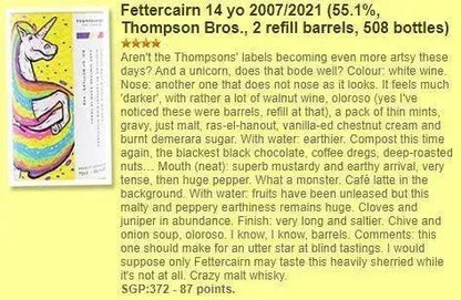 Thompson Bros Fettercairn - 14YO, 2007/2021, 55.1% (WF87) - Scotch Whisky