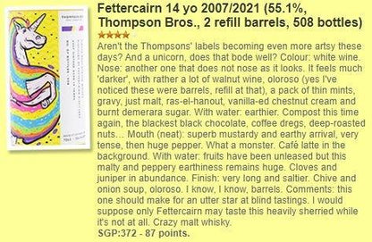 Thompson Bros Fettercairn - 14YO, 2007/2021, 55.1%  Type: Single Malt Whisky 威士忌 WhiskyFun