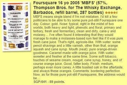 Thompson Bros Foursquare - 16YO, MBFW, 2005/2022, 57% (WF89) - Rum