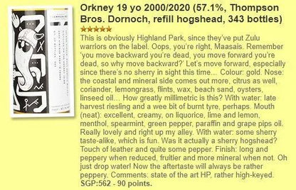 Thompson Bros Orkney (Highland Park) - 19YO, 57.1% (WF90) - Scotch Whisky