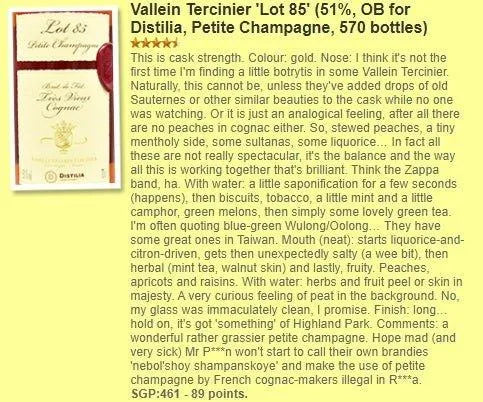 Vallein Tercinier - ~35YO Cognac, Lot 85, 51% (WF89) - Cognac