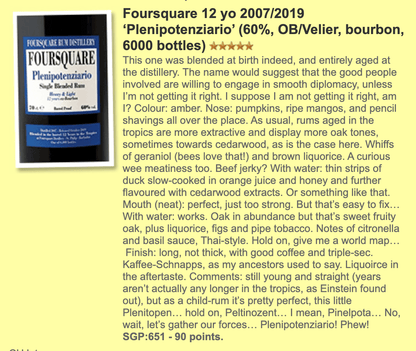Velier Foursquare - Plenipotenziario 12YO Heavy & Light, 60% - Rum - Country_Barbados - Distillery_Foursquare - Velier