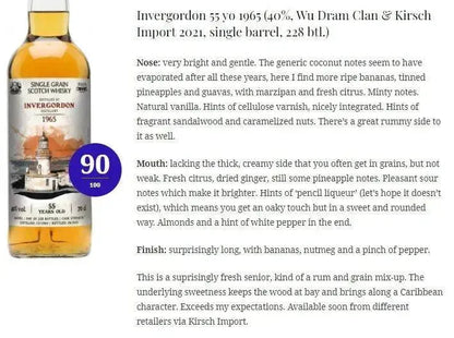 Wu Dram Clan Invergordon - 55YO, 1965/2021, 40% (WN90) - Scotch Whisky