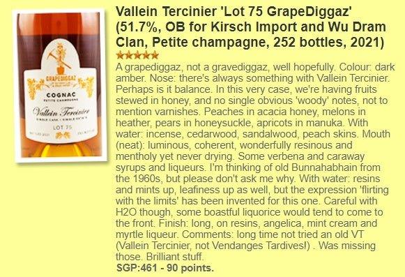 Vallein Tercinier - Lot 75 Cognac, Grapediggaz, 51.7%  Type : Single Cask Cognac_WhiskyFun